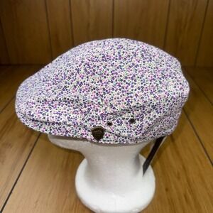 Pamoa Premium Headwear Womens Purple Floral Flat Cap Ivy Hat PMV720 S/M NEW